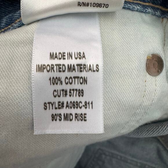 Agolde Jeans Denim 90s Mid Rise Loose Distressed Button Fly Blue Holes Retro 25 - Picture 8 of 9